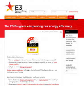 Old Energy Rating site, with a large red banner and very few images