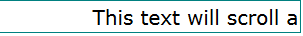 Text reads "This text will scroll..." with no way to pause