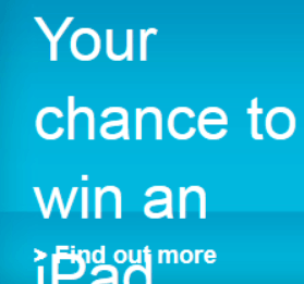 Large text "Your chance to win an iPad" partially obscures a link "Find out more"