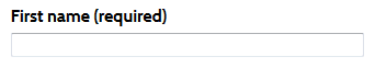 Correct example of FRM_A6i. First name (required) above a text field.