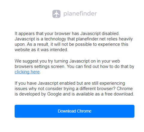 The message states that the web site uses JavaScript heavily and it will not be possible to experience the web site as intended without the use of JavaScript.