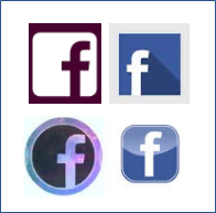 Facebook icons of varying shapes and colours