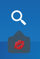 Magnifying icon representing search has a dropdown label of an image of a kiss