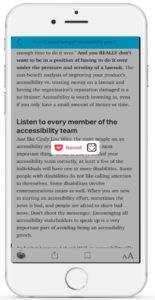 "Saved" status message appears in the centre of the screen
